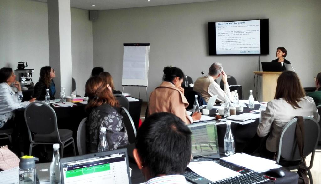 SALDRU’s Ariane De Lannoy set the scene for the workshop with a presentation on the demographic profile of NEET youth in South Africa. Photo: Charmaine Smith, SALDRU