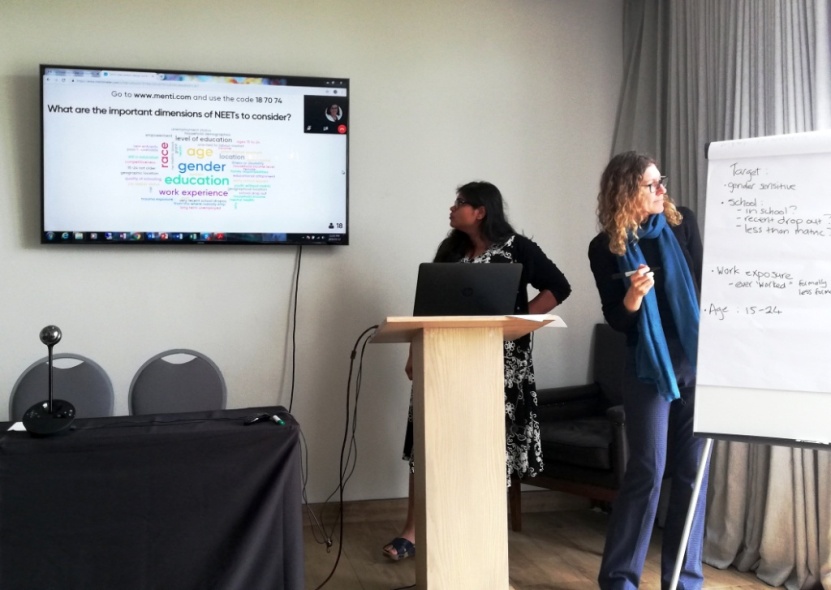 Saldrupians Laura Poswell and Nilmini Herath, both from the J-PAL Africa project, took workshop participants through interactive sessions to assist in identifying the various components of a package of support for South Africa’s young people. Photo: Charmaine Smith, SALDRU