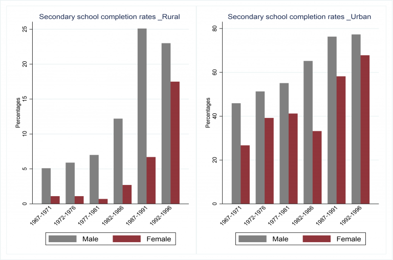 Figure 3: Secondary school completion rates by gender (2016)