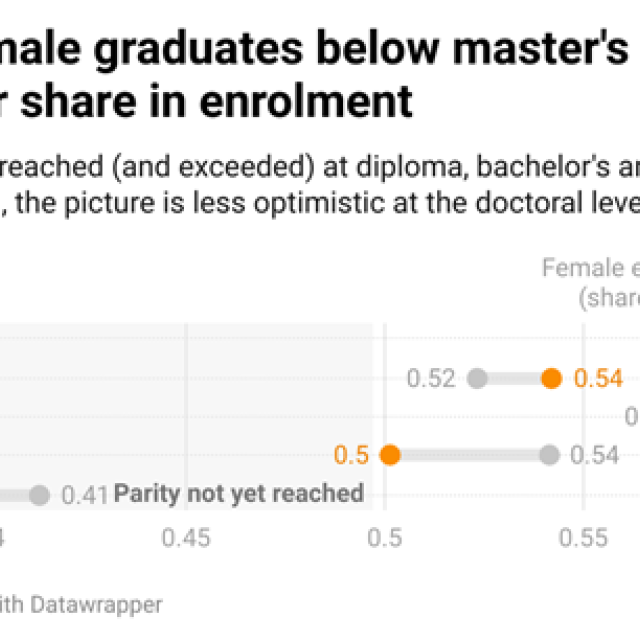Figure 2 displaying the share of female graduates below master's level