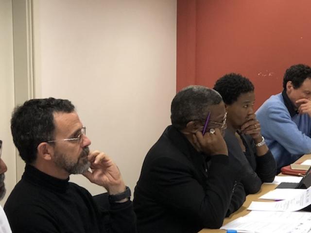 Some of the attendees at the workshop from left to right, Pooven Moodley, Neil Coleman, Bishop M. Mpumlwana, Nomboniso Gasa, Andrew Donaldson and Charmaine Smith.